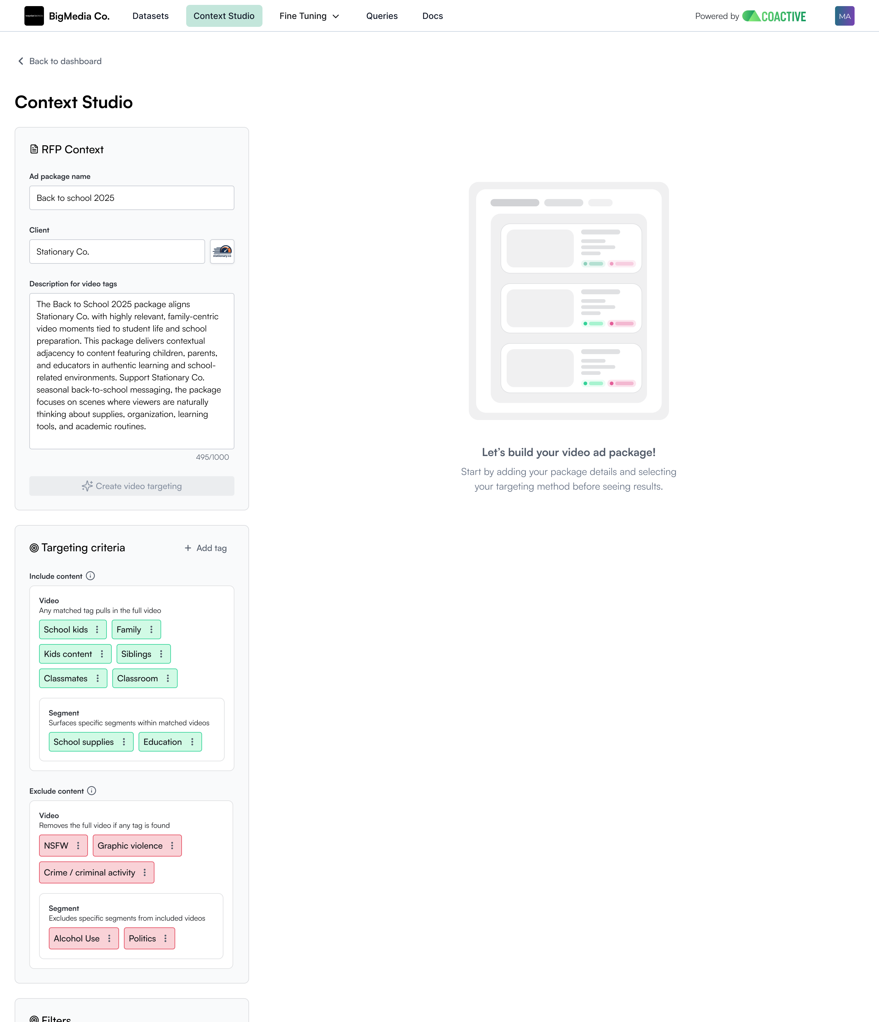 Exclusion tags configured